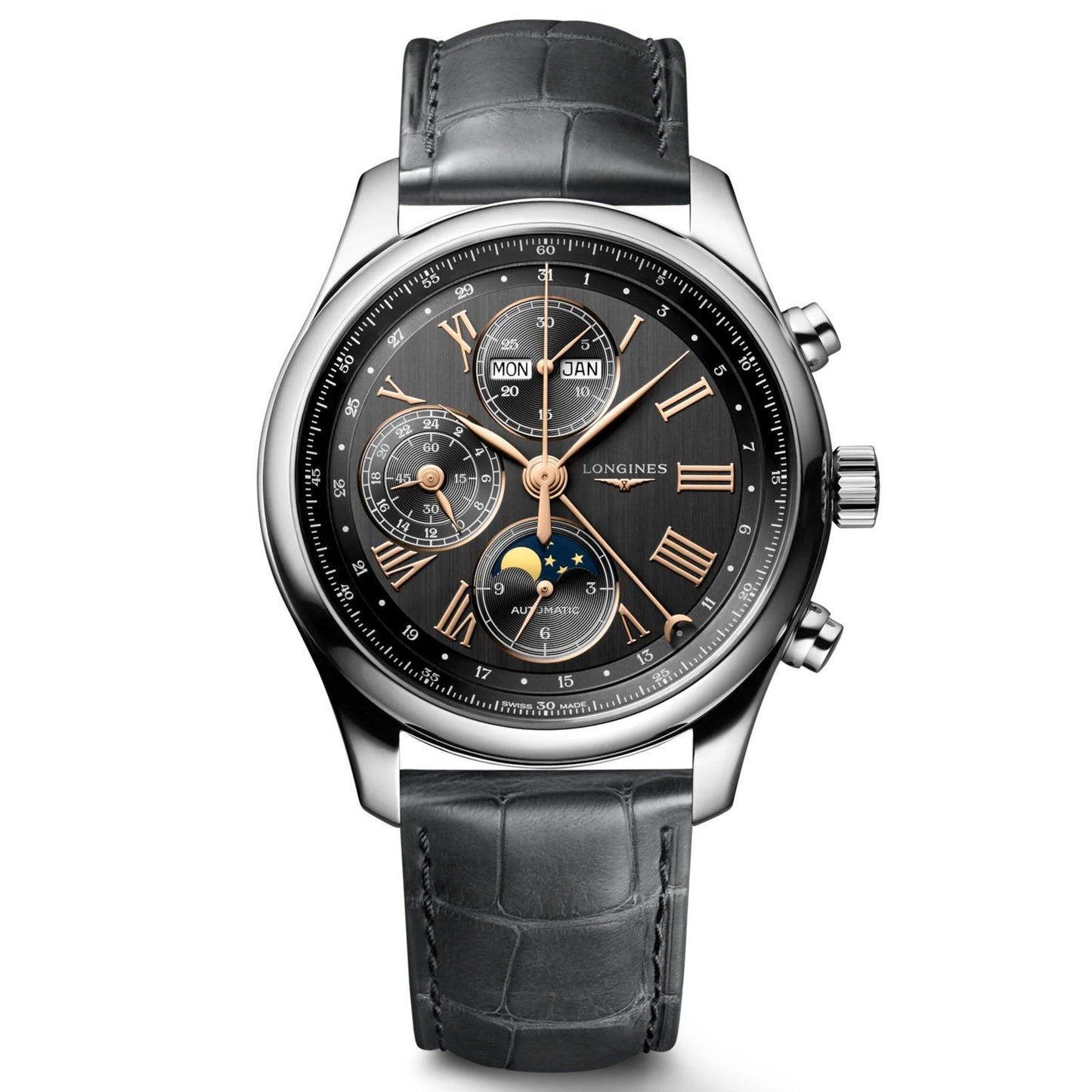 Longines Master Collection 42mm anthracite automatic steel watch L2.773.4.61.2