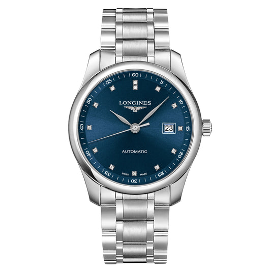 Longines Master Collection Automatic Watch 40mm Blue Dial Diamonds L2.793.4.97.6