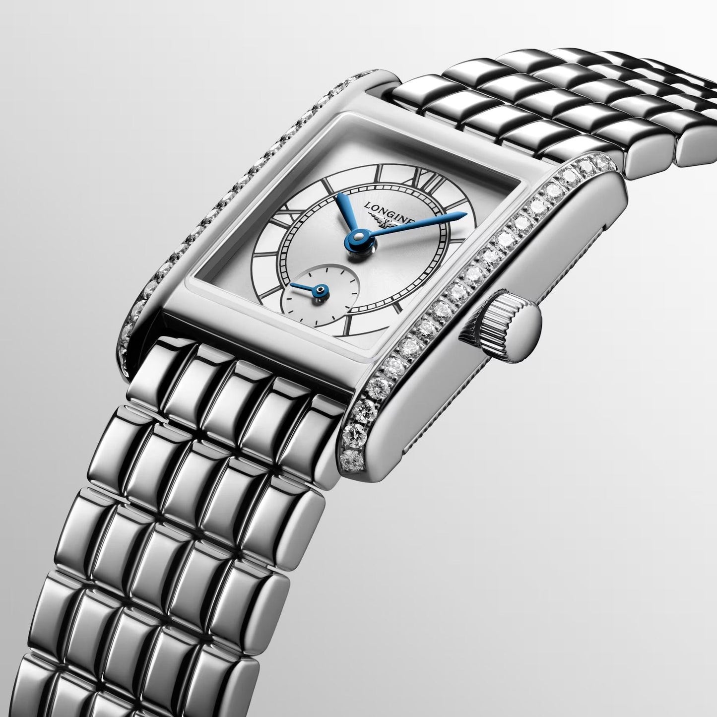 Longines Mini Turtleneck watch 21.5x29mm silver diamonds quartz steel L5.200.0.75.6