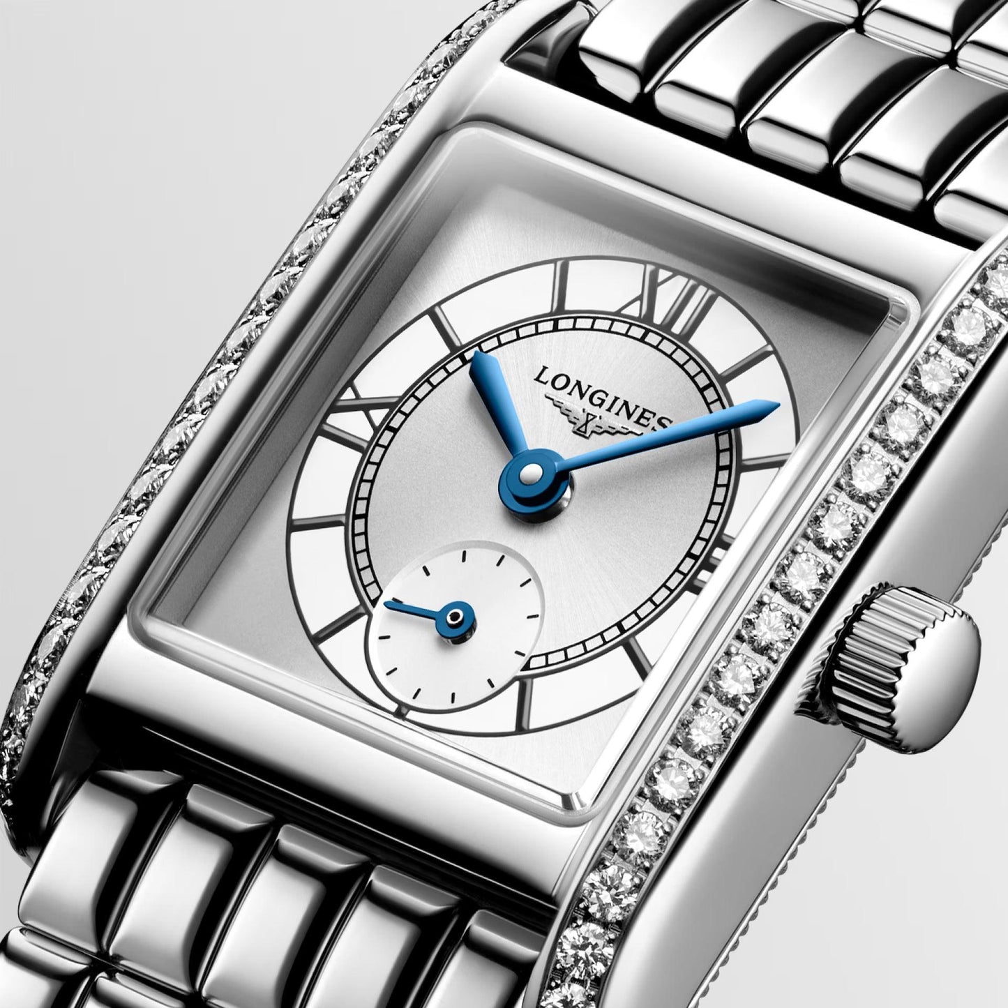 Longines Mini Turtleneck watch 21.5x29mm silver diamonds quartz steel L5.200.0.75.6
