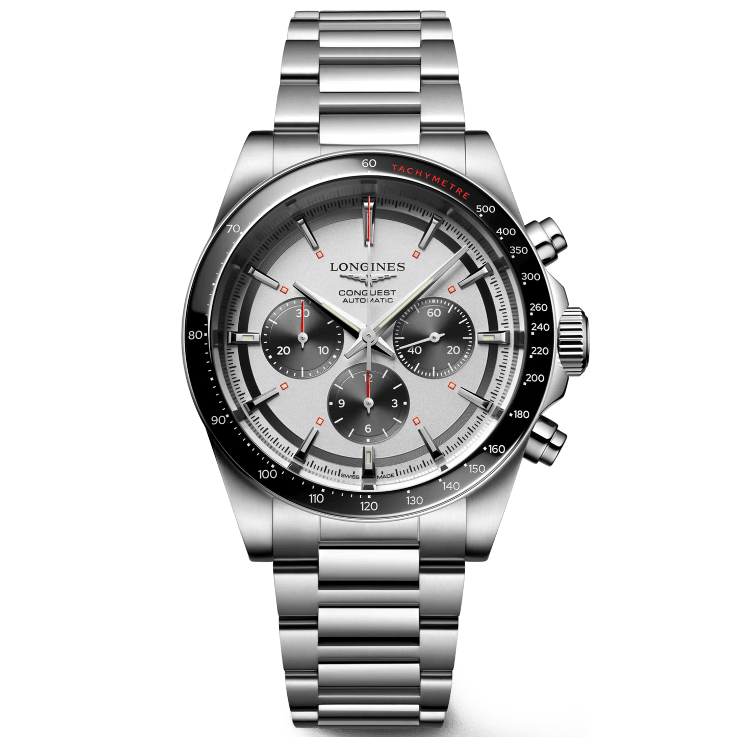 Longines New Conquest watch 42mm silver automatic steel L3.835.4.72.6