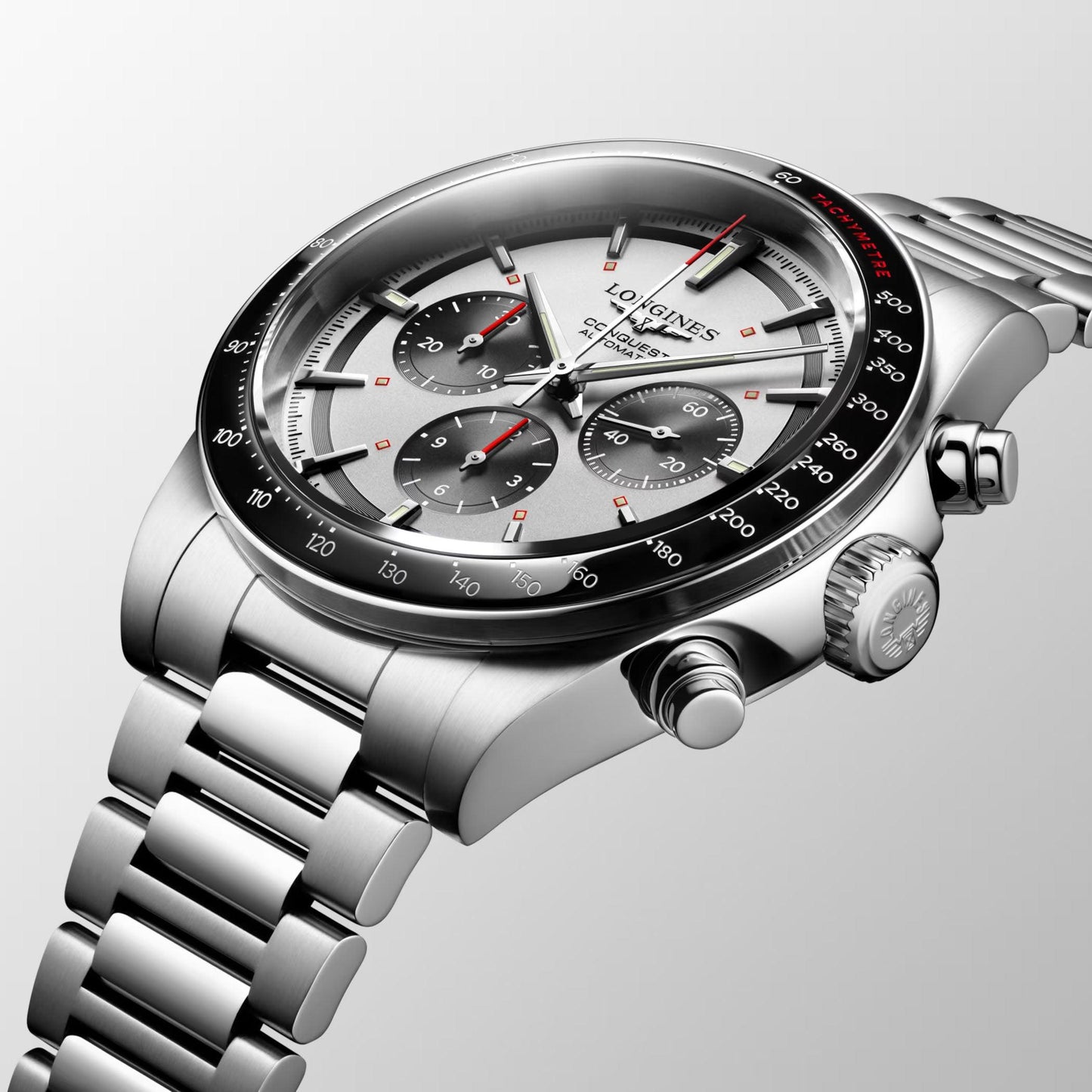 Longines New Conquest watch 42mm silver automatic steel L3.835.4.72.6