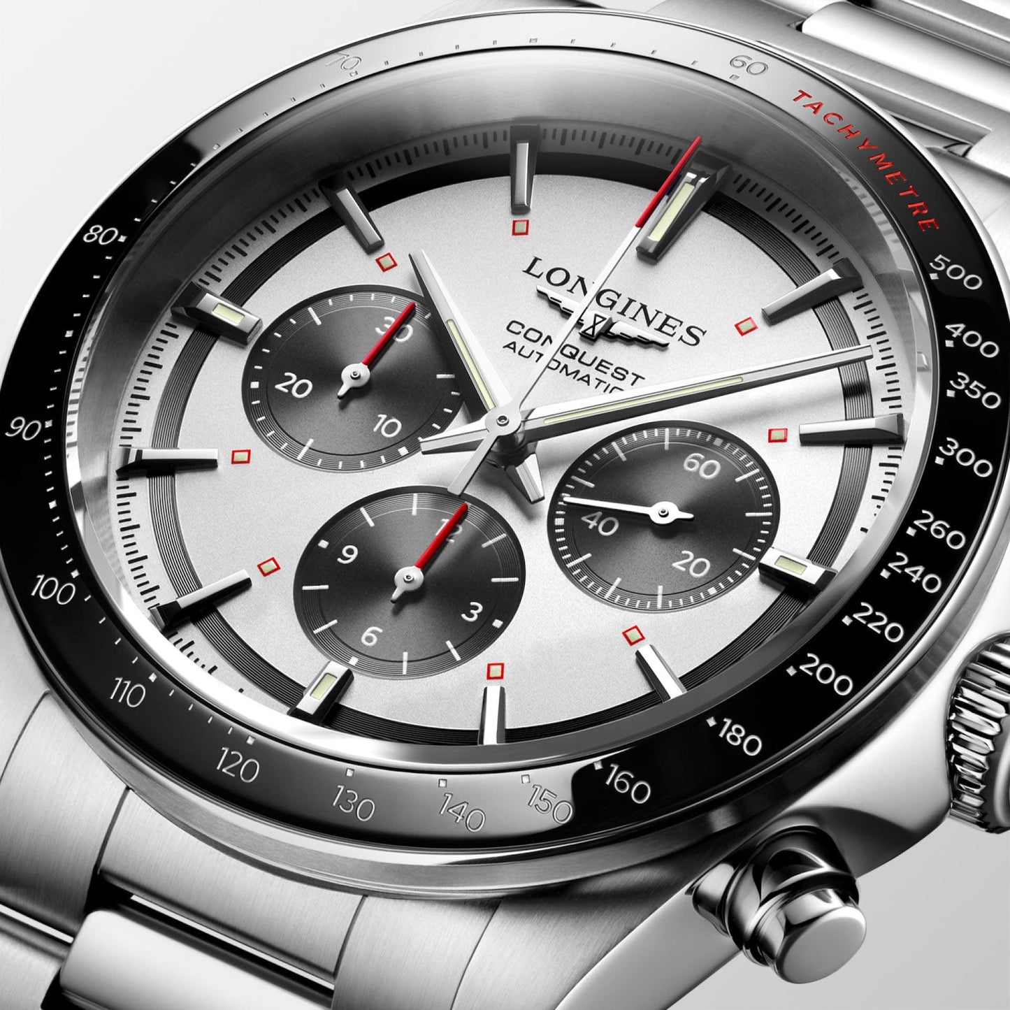 Longines New Conquest watch 42mm silver automatic steel L3.835.4.72.6
