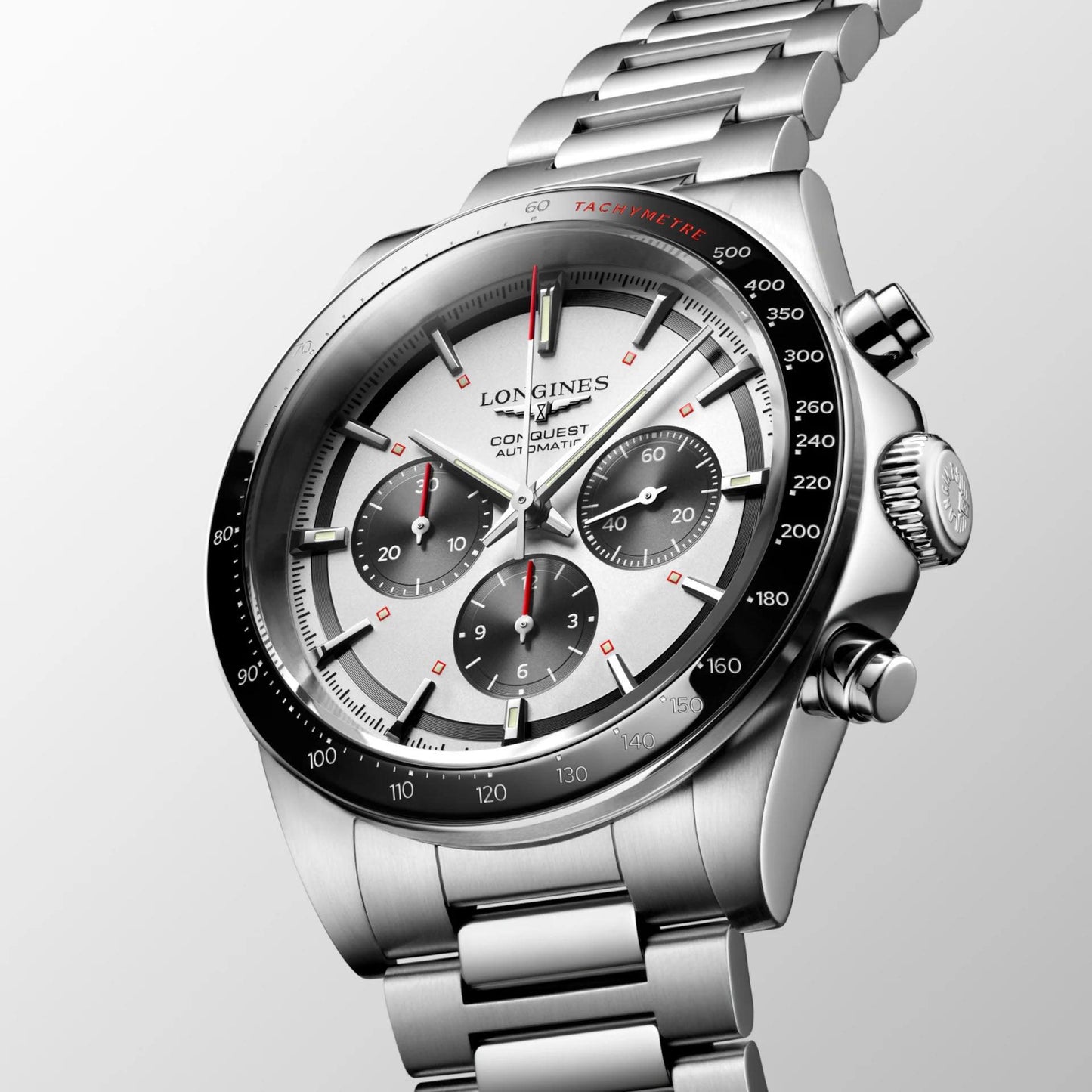 Longines New Conquest watch 42mm silver automatic steel L3.835.4.72.6
