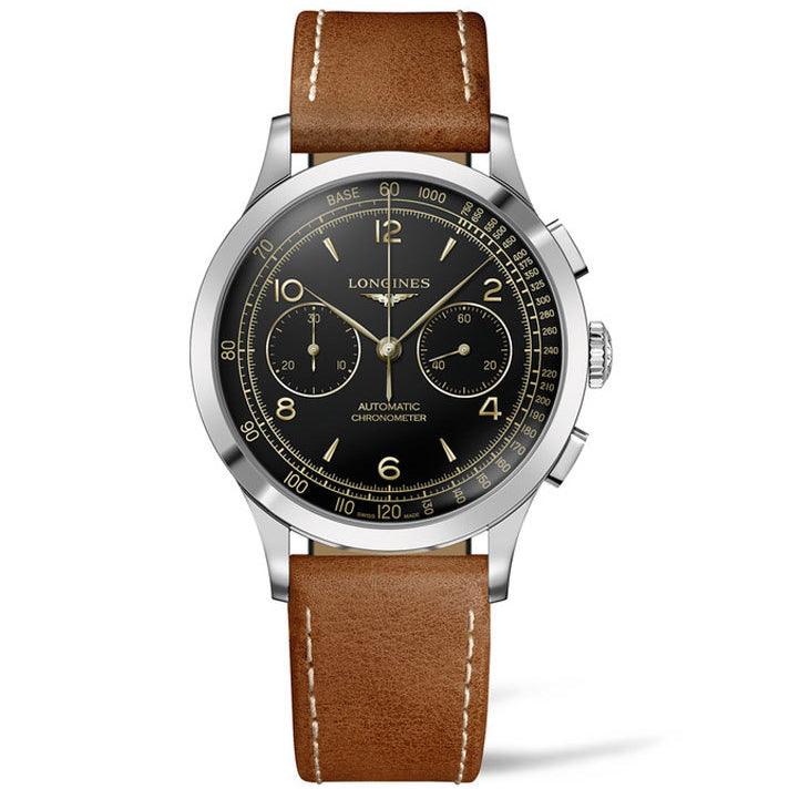 Longines Record Chronograph 40mm Black Automatic Steel Watch L2.921.4.56.2