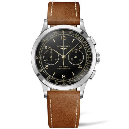 Longines Record Chronograph 40mm Black Automatic Steel Watch L2.921.4.56.2