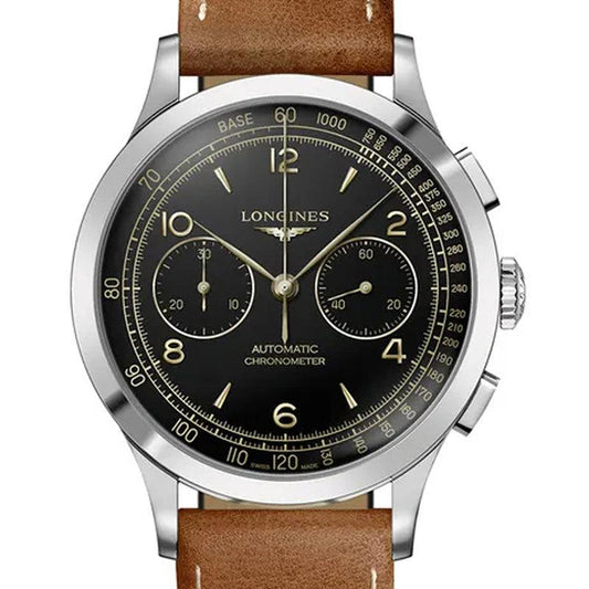 Longines Record Chronograph 40mm Black Automatic Steel Watch L2.921.4.56.2