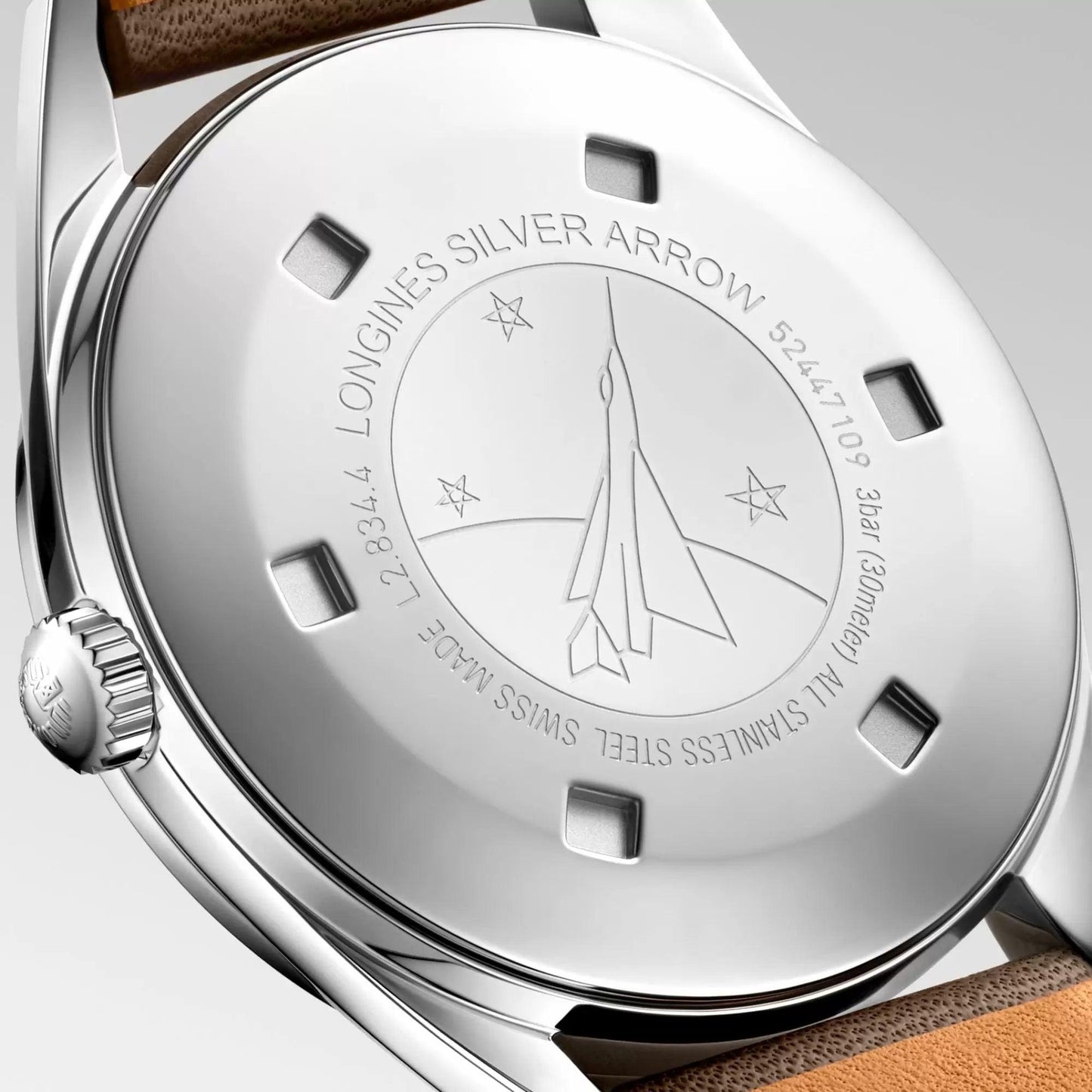 Longines Silver Arrow watch 38.5mm silver automatic steel L2.834.4.72.2