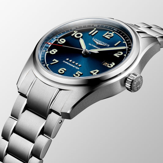 Longines Spirit 42mm blue automatic watch steel L3.811.4.93.6
