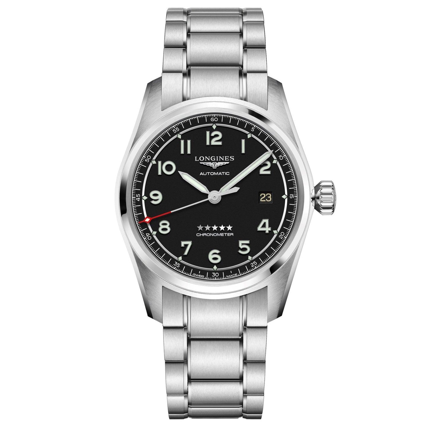 Longines Spirit 42mm Black Automatic Steel Watch L3.811.4.53.6