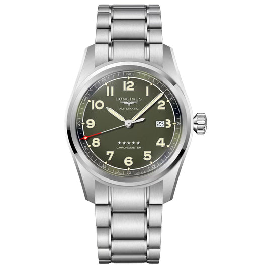 Longines Spirit watch 42mm matte green automatic steel L3.811.4.03.6