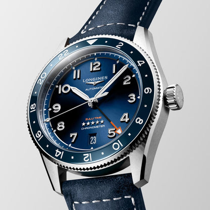 Longines Spirit Zulu Time 39mm blue automatic steel watch L3.802.4.93.2