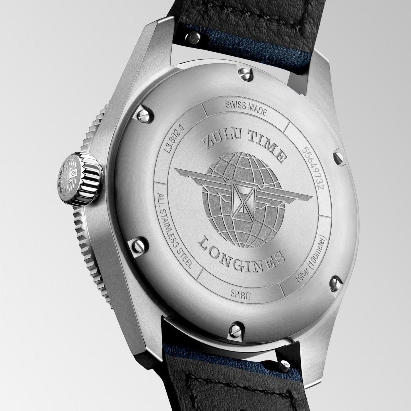 Longines Spirit Zulu Time 39mm blue automatic steel watch L3.802.4.93.2