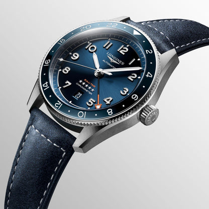 Longines Spirit Zulu Time 42mm blue automatic steel watch L3.812.4.93.2