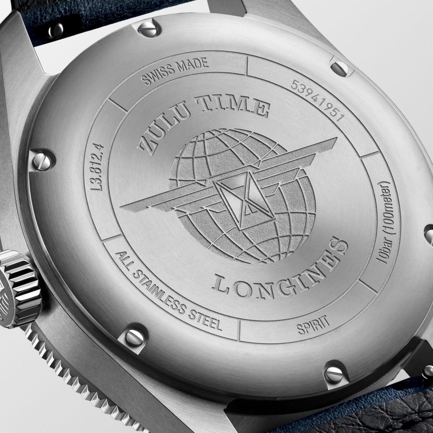 Longines Spirit Zulu Time 42mm blue automatic steel watch L3.812.4.93.2