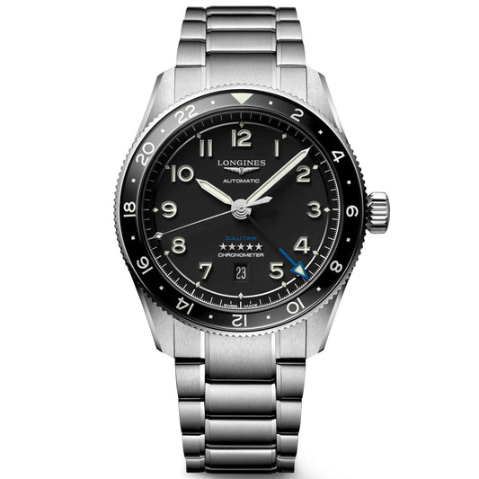 Longines Spirit Zulu Time 42mm black automatic steel watch L3.812.4.53.6
