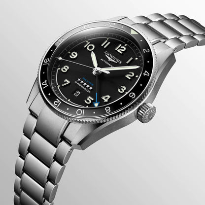 Longines Spirit Zulu Time 42mm Black Automatic Steel Watch L3.812.4.53.6