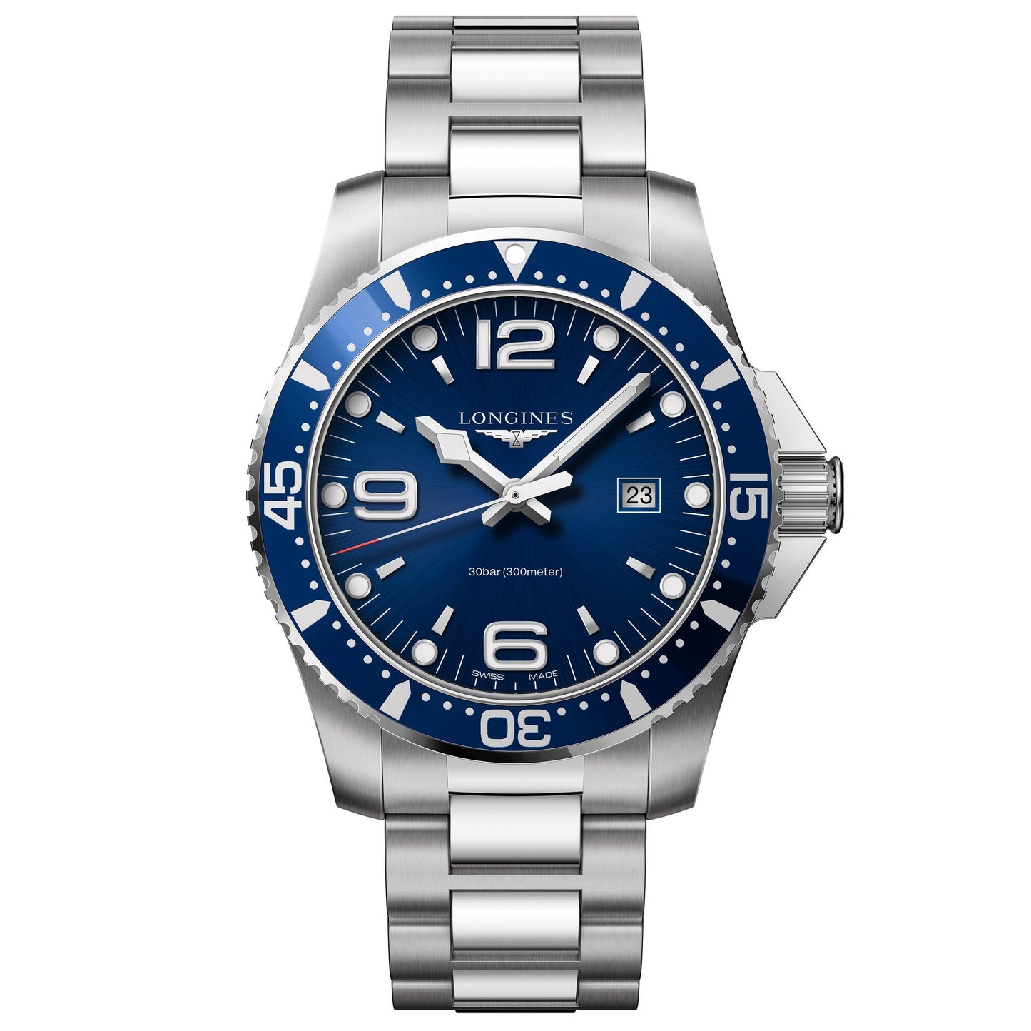 Longines men's watch HydroConquest blue 44mm quartz steel L3.840.4.96.6