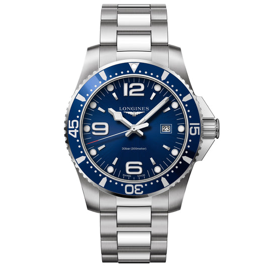 Longines men's watch HydroConquest blue 44mm quartz steel L3.840.4.96.6