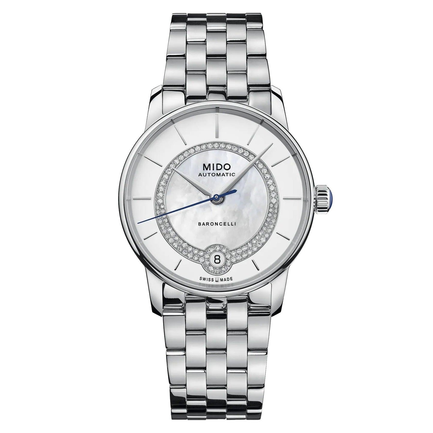 Mido Baroncelli Lady Necklace 33mm mother-of-pearl diamonds automatic steel M037.807.11.031.00