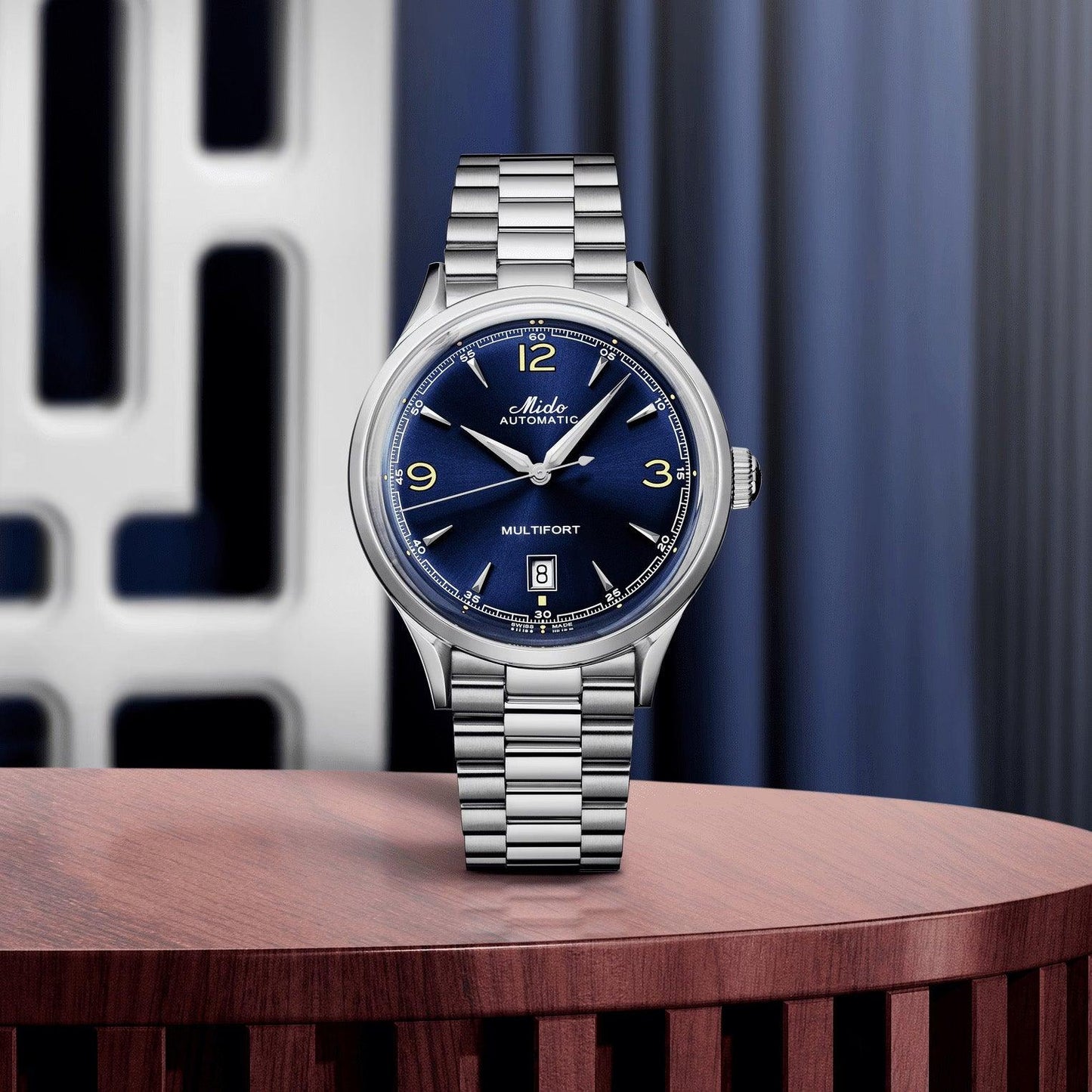 Mido Multifort Powerwind 40mm blue automatic steel watch M040.407.11.047.00
