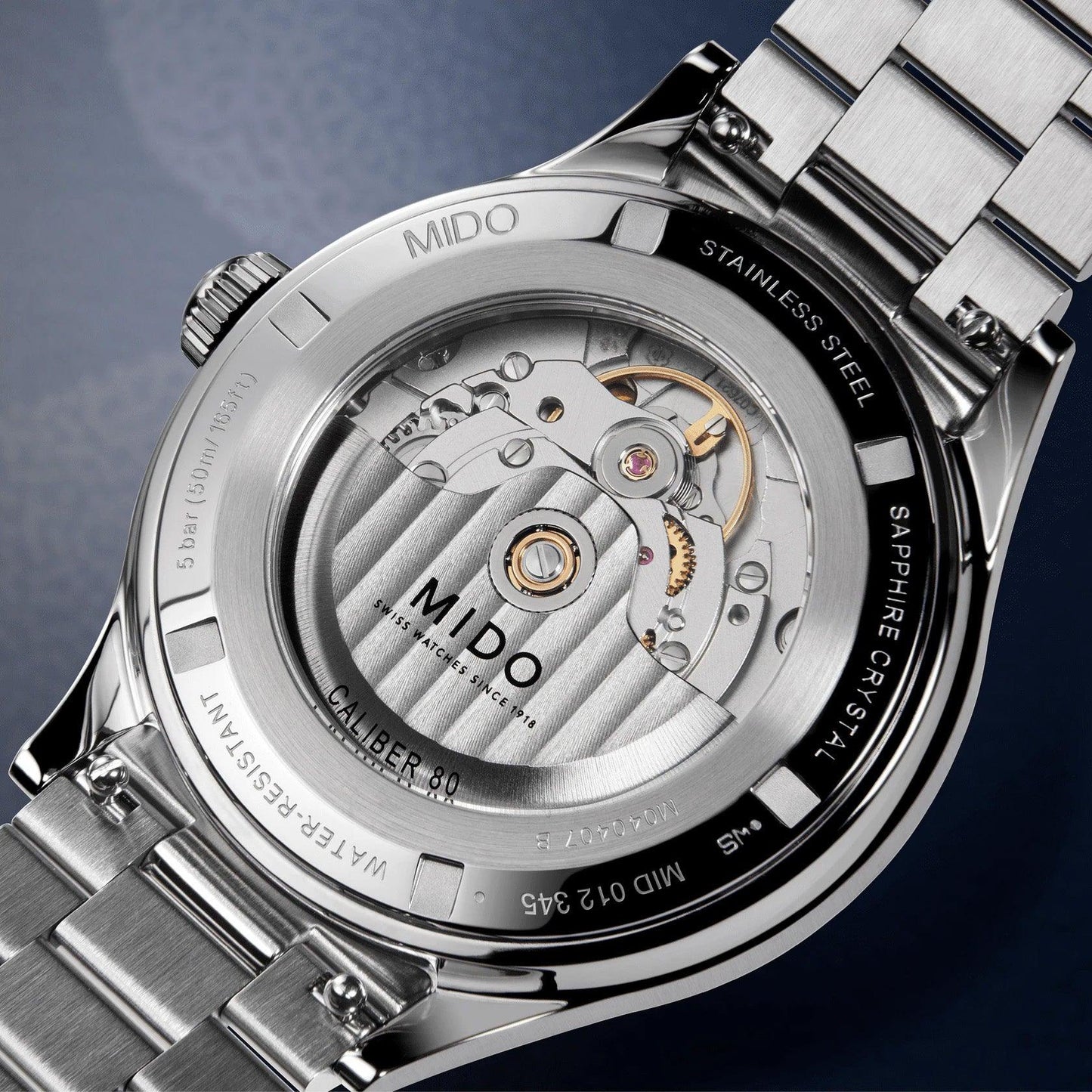Mido Multifort Powerwind 40mm blue automatic steel watch M040.407.11.047.00