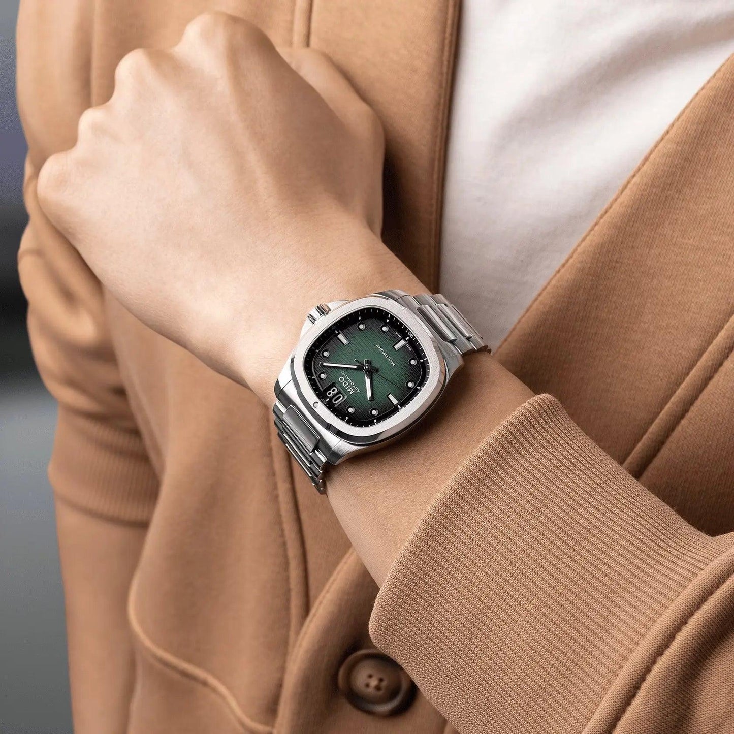 Mido Multifort TV Big Date 40mm green steel automatic watch M049.526.11.091.00