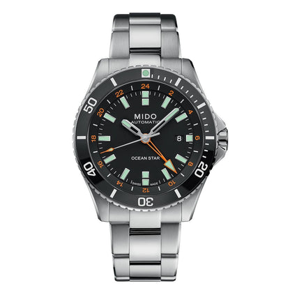 Mido watch Ocean Star Captain GMT 44mm black automatic steel M026.629.11.051.01