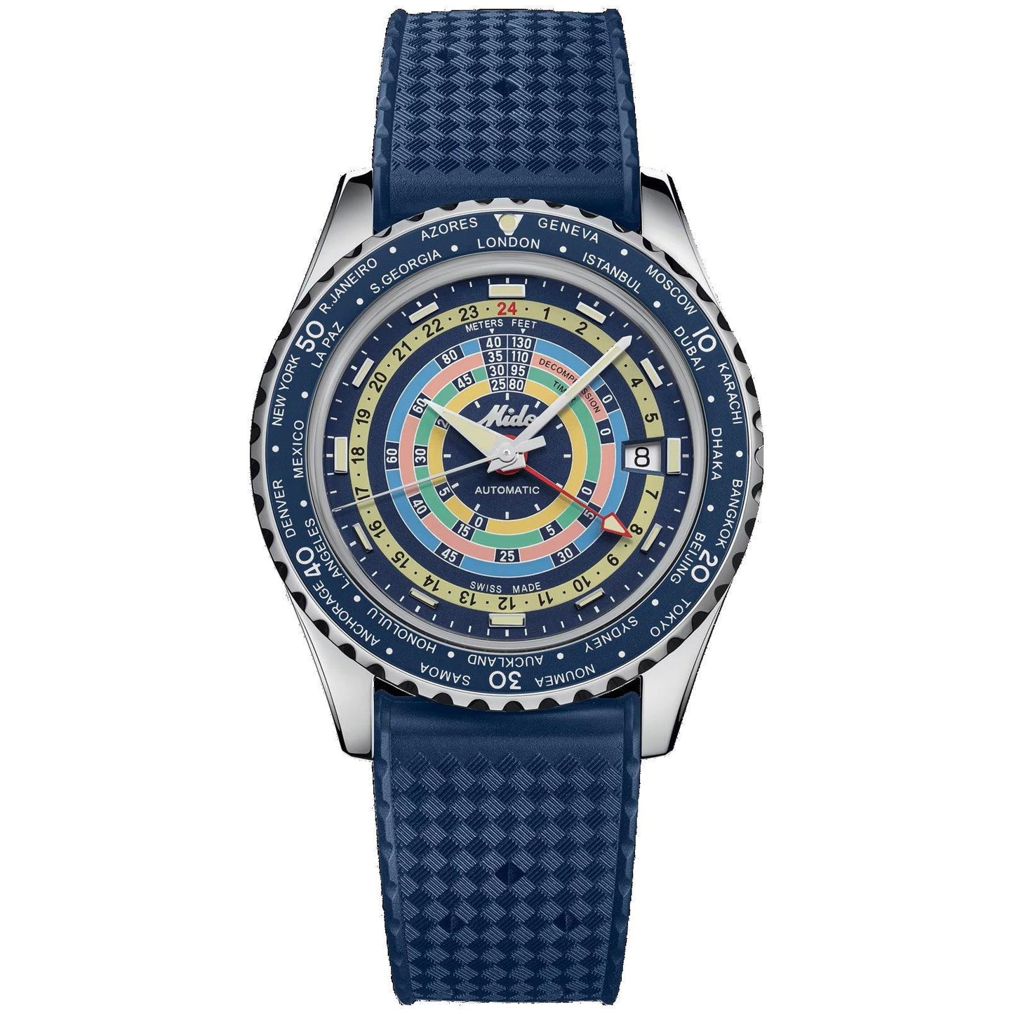 Mido Ocean Star Decompression Worldtimer Special Edition 40mm Blue Automatic Steel Watch M026.829.17.041.00