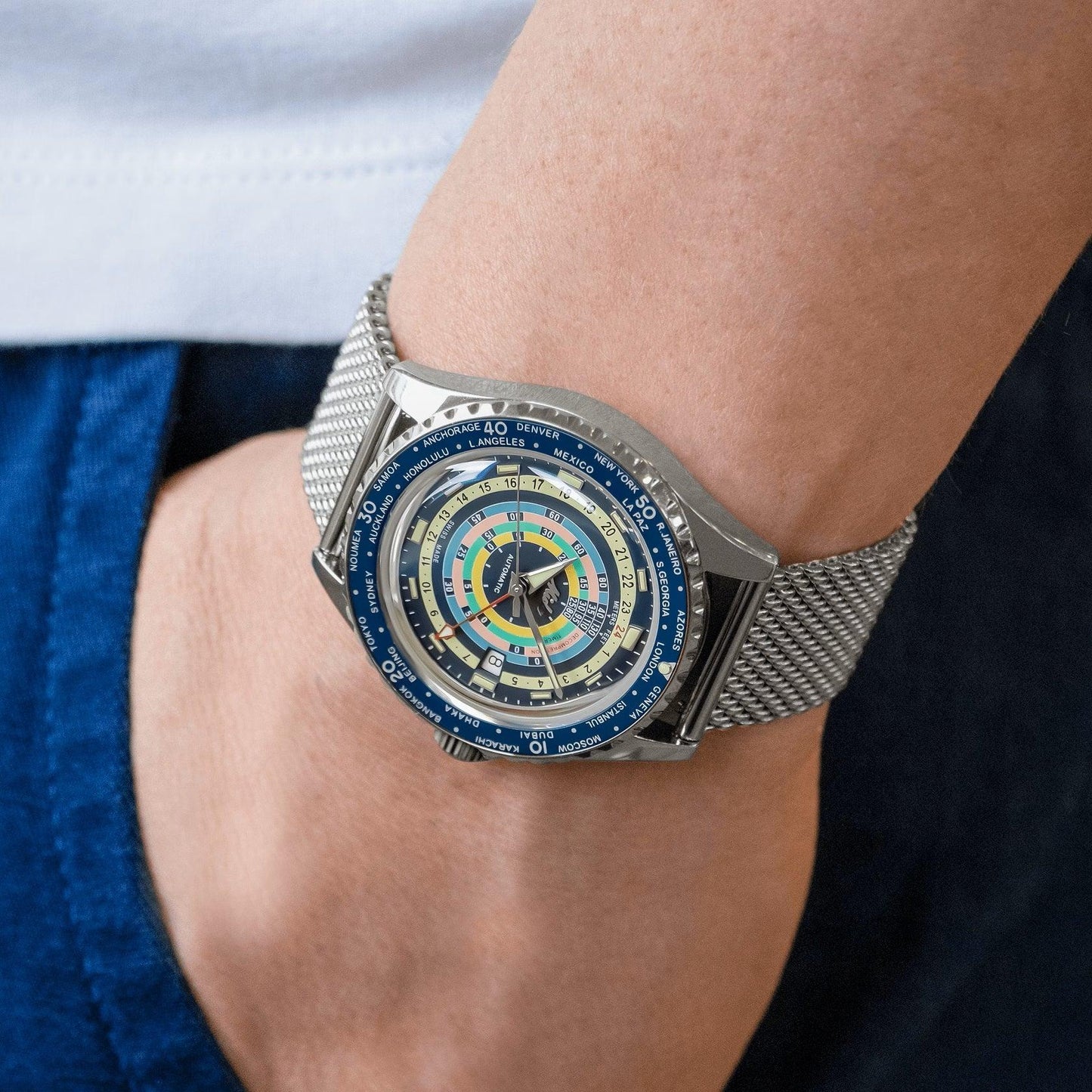 Mido Ocean Star Decompression Worldtimer Special Edition 40mm Blue Automatic Steel Watch M026.829.17.041.00