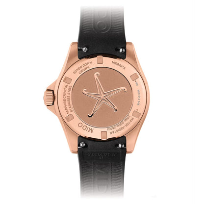 Mido Ocean Star Lady watch 36.5mm black automatic rose gold PVD finish steel M026.207.37.056.00