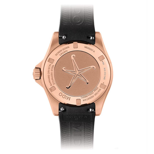 Mido Ocean Star Lady watch 36.5mm black automatic rose gold PVD finish steel M026.207.37.056.00