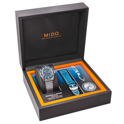 Mido Ocean Star Tribute Blue 41mm Automatic Special Edition 75th Anniversary Double Strap M026.830.11.041.00