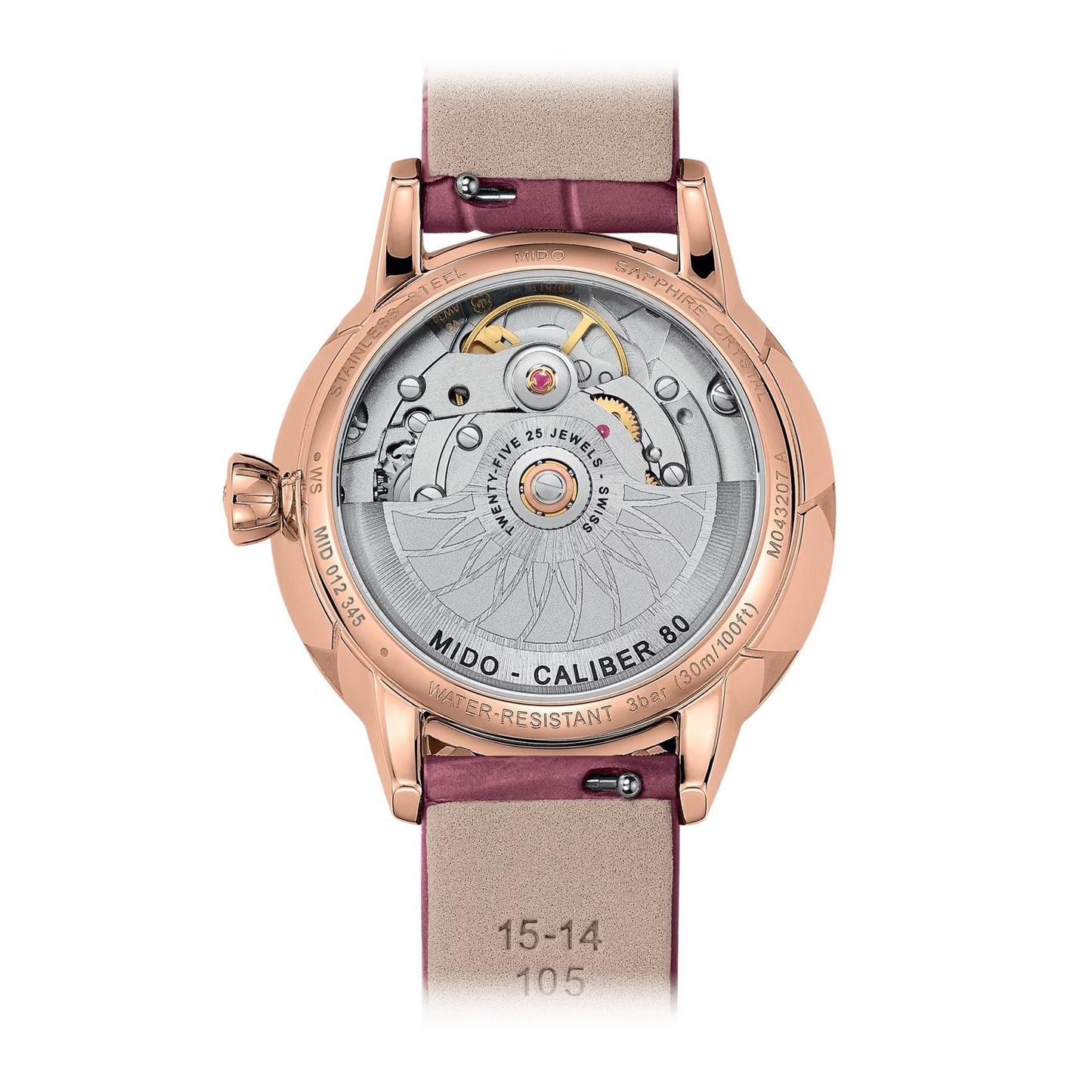 Mido Rainflower Night watch 34mm mother-of-pearl diamonds automatic rose gold PVD finish steel M043.207.36.106.00