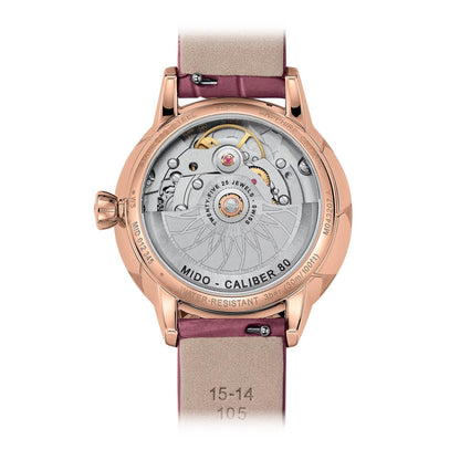 Mido Rainflower Night watch 34mm mother-of-pearl diamonds automatic rose gold PVD finish steel M043.207.36.106.00