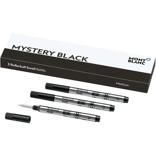 Montblanc 3 small rollerball refills M Mystery Black black 128240