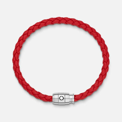 Montblanc red braided leather bracelet with 3-ring clasp size M 130902 63