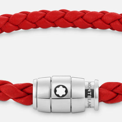Montblanc red braided leather bracelet with 3-ring clasp size M 130902 63