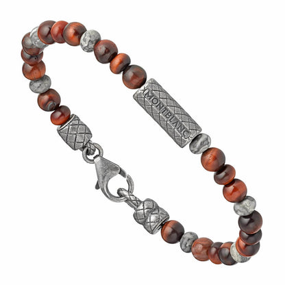 Montblanc Wrap Me Bracelet with 925 Sterling Silver Tiger's Eye Beads, Size L 12616368