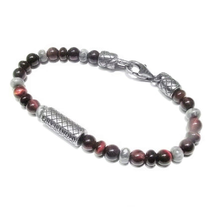 Montblanc Wrap Me Bracelet with 925 Sterling Silver Tiger's Eye Beads, Size L 12616368