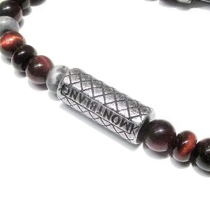 Montblanc Wrap Me Bracelet with 925 Sterling Silver Tiger's Eye Beads, Size L 12616368