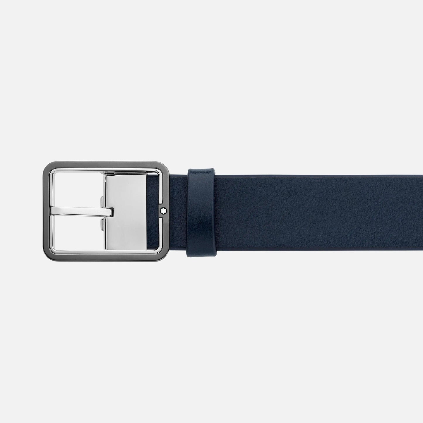 Montblanc 35mm reversible blue/grey leather rectangular buckle belt adjustable size 131193