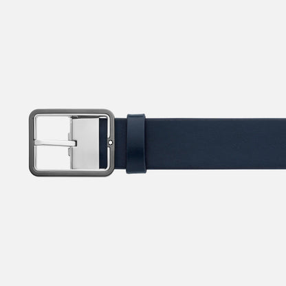 Montblanc 35mm reversible blue/grey leather rectangular buckle belt adjustable size 131193