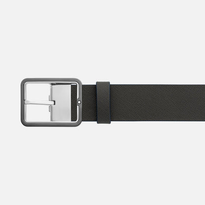 Montblanc 35mm reversible blue/grey leather rectangular buckle belt adjustable size 131193