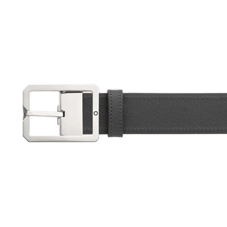 Montblanc 35mm Rectangular Buckle Reversible Brown/Grey Leather Belt Adjustable Size 131164