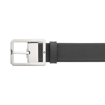 Montblanc 35mm Rectangular Buckle Reversible Brown/Grey Leather Belt Adjustable Size 131164