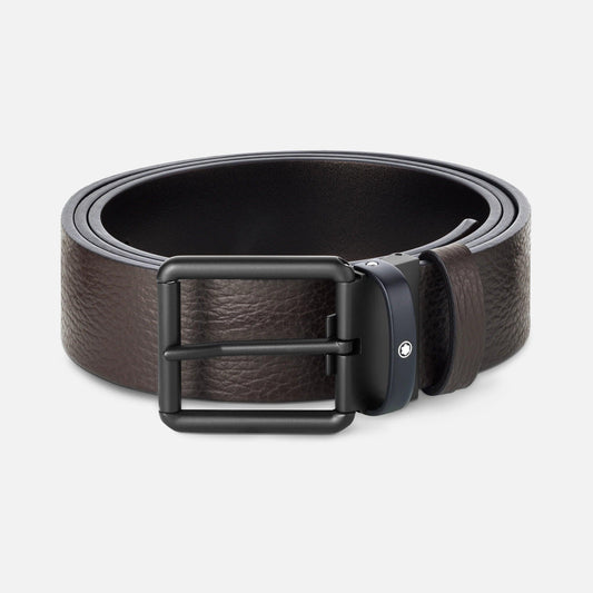 Montblanc belt 35mm black PVD buckle reversible leather black/brown 131187