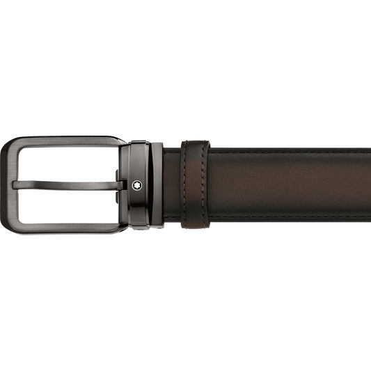 Montblanc 35mm Rectangular Buckle Gradient Brown Leather Belt 129456