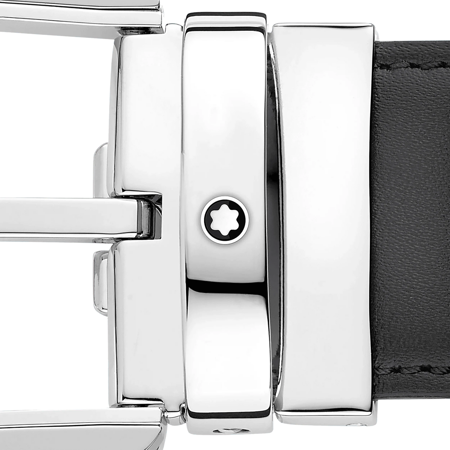 Montblanc 35mm grey leather belt with horseshoe buckle 129437