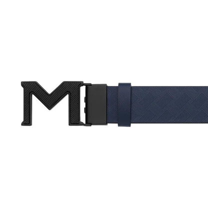 Montblanc reversible belt with M Extrem 3.0 buckle, smooth blue/black 198648